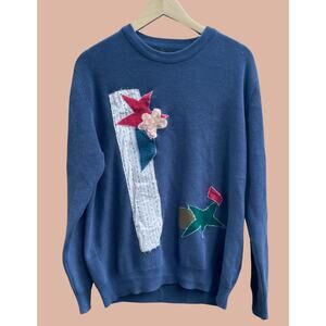 Large Upcycled Blue Collage Sweater